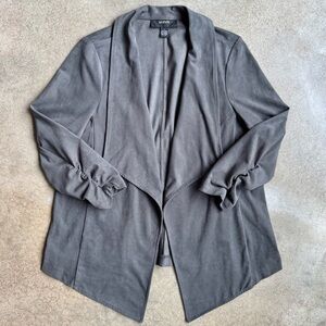 Alfani Grey Faux Suede Open Drape Front Jacket